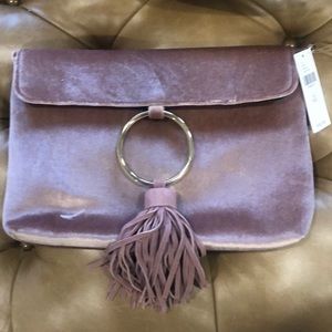 Anthropologie pink velvet clutch/purse.